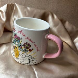 Rare Cath Kidston Floral Mug titled “free your mind “ with Pink Handle-